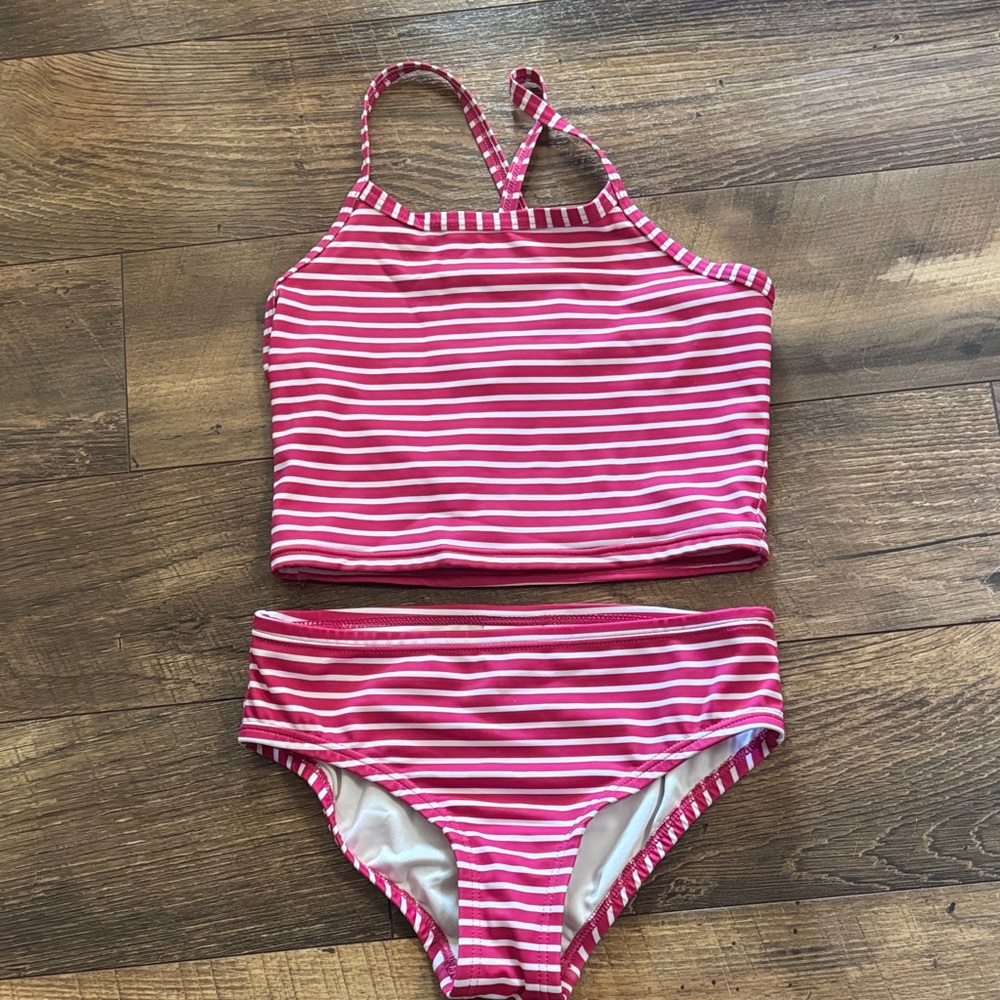 Hanna Andersson Hot Pink & White Striped Tankini Set